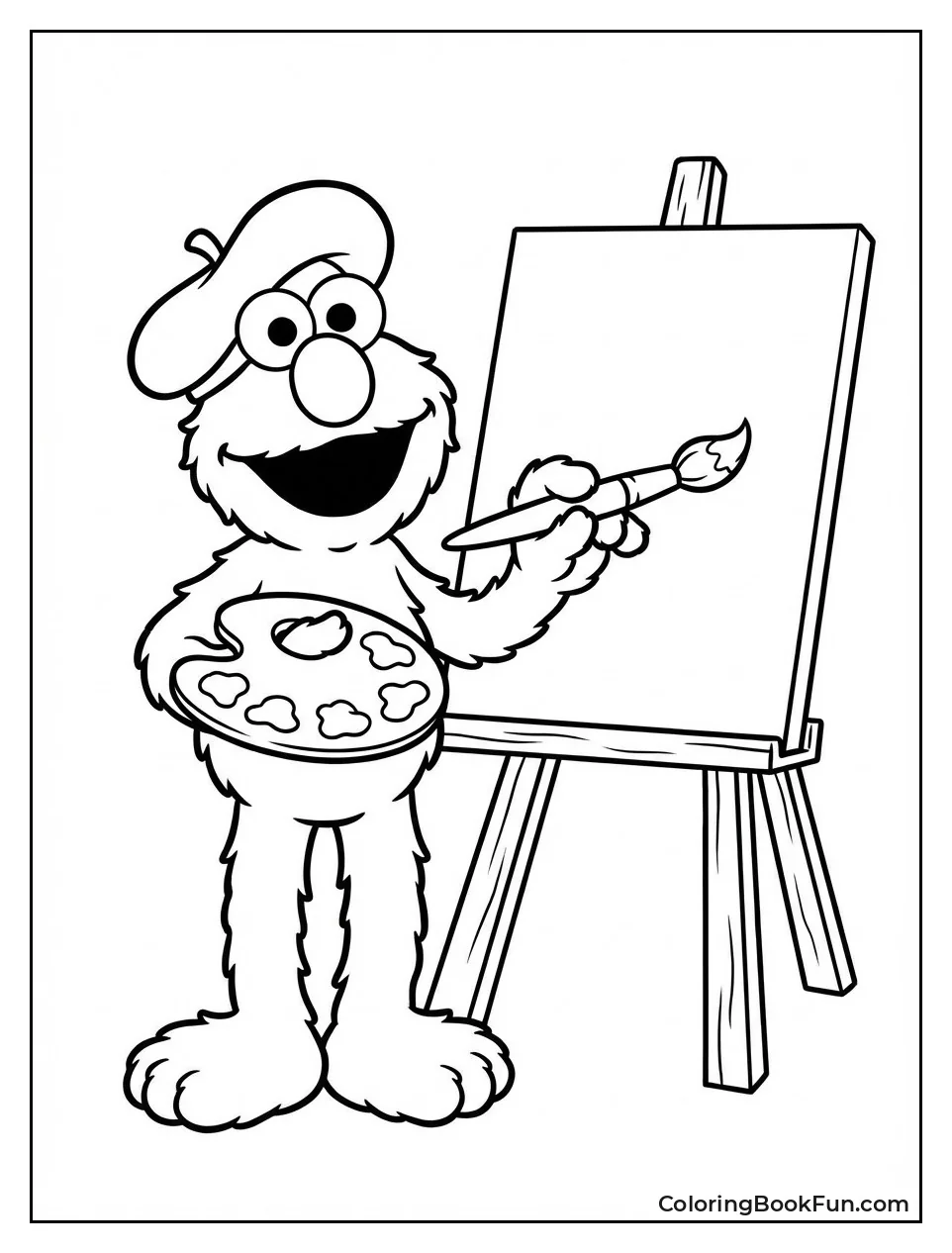 Elmo Paints at Easel