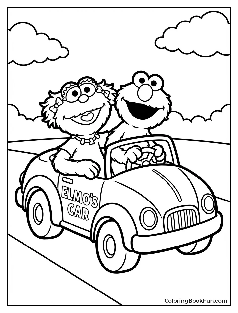 Elmo Drives Car with Zoe
