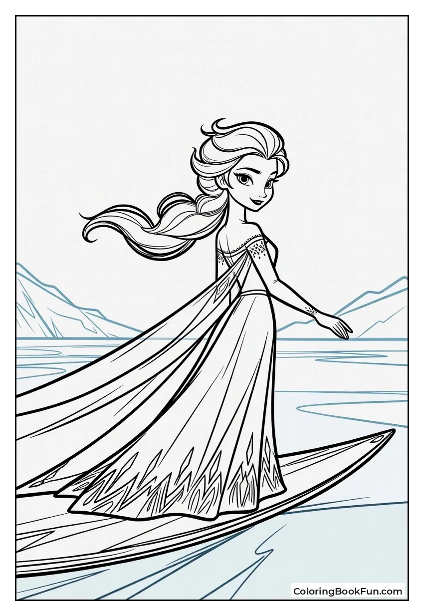 Elsa Glides on Frozen Lake