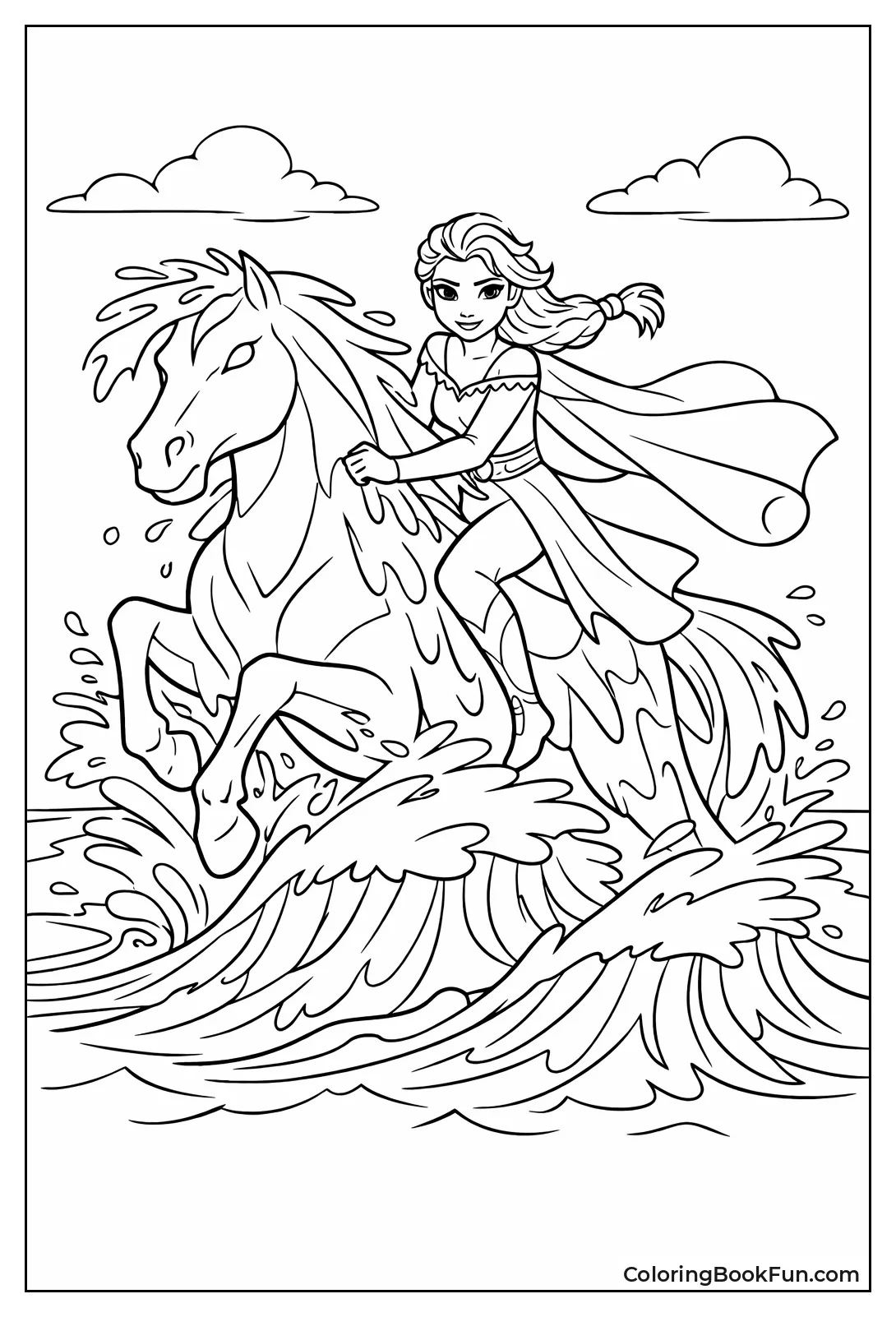 Elsa Rides Water Horse
