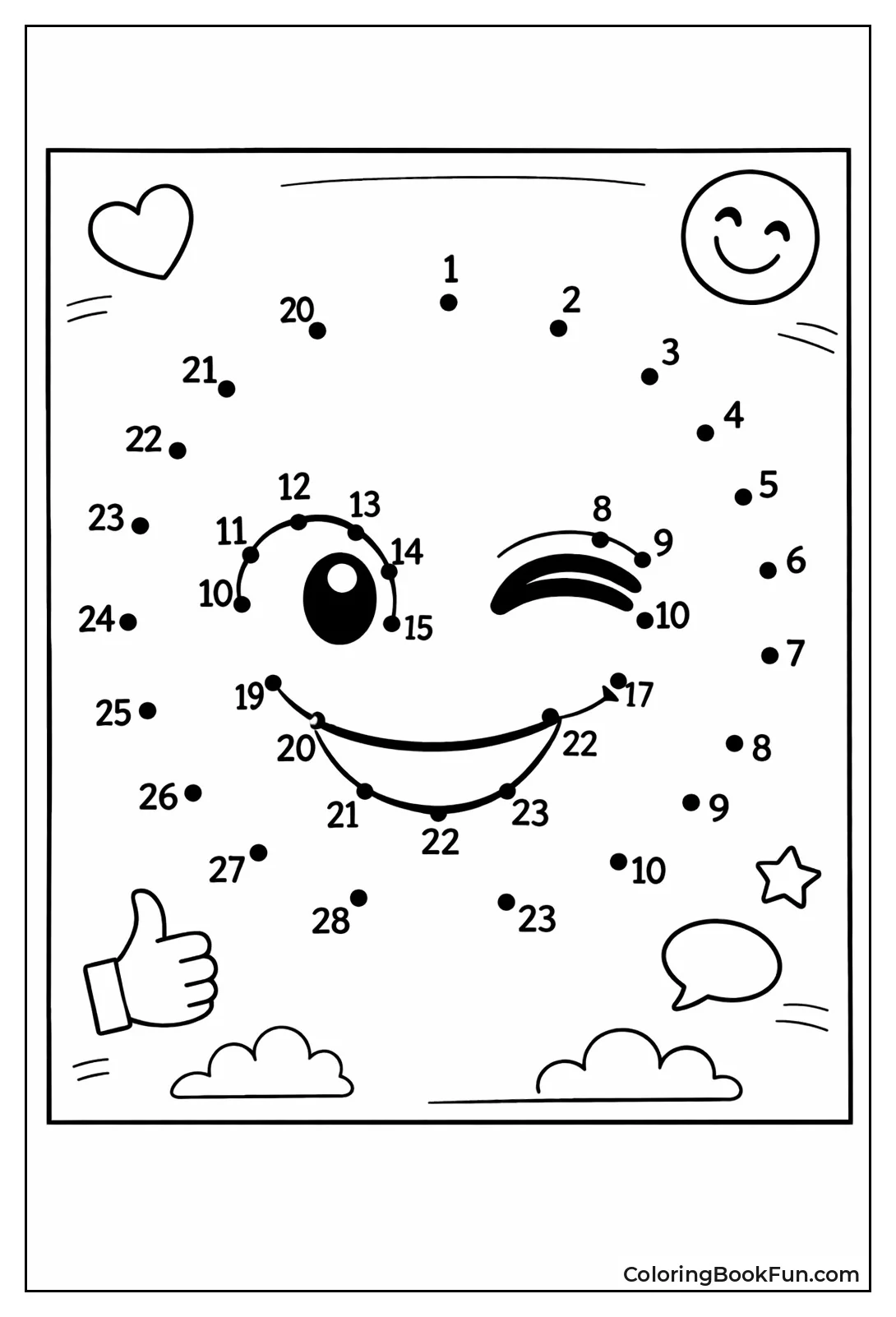 Winking Face Dot to Dot