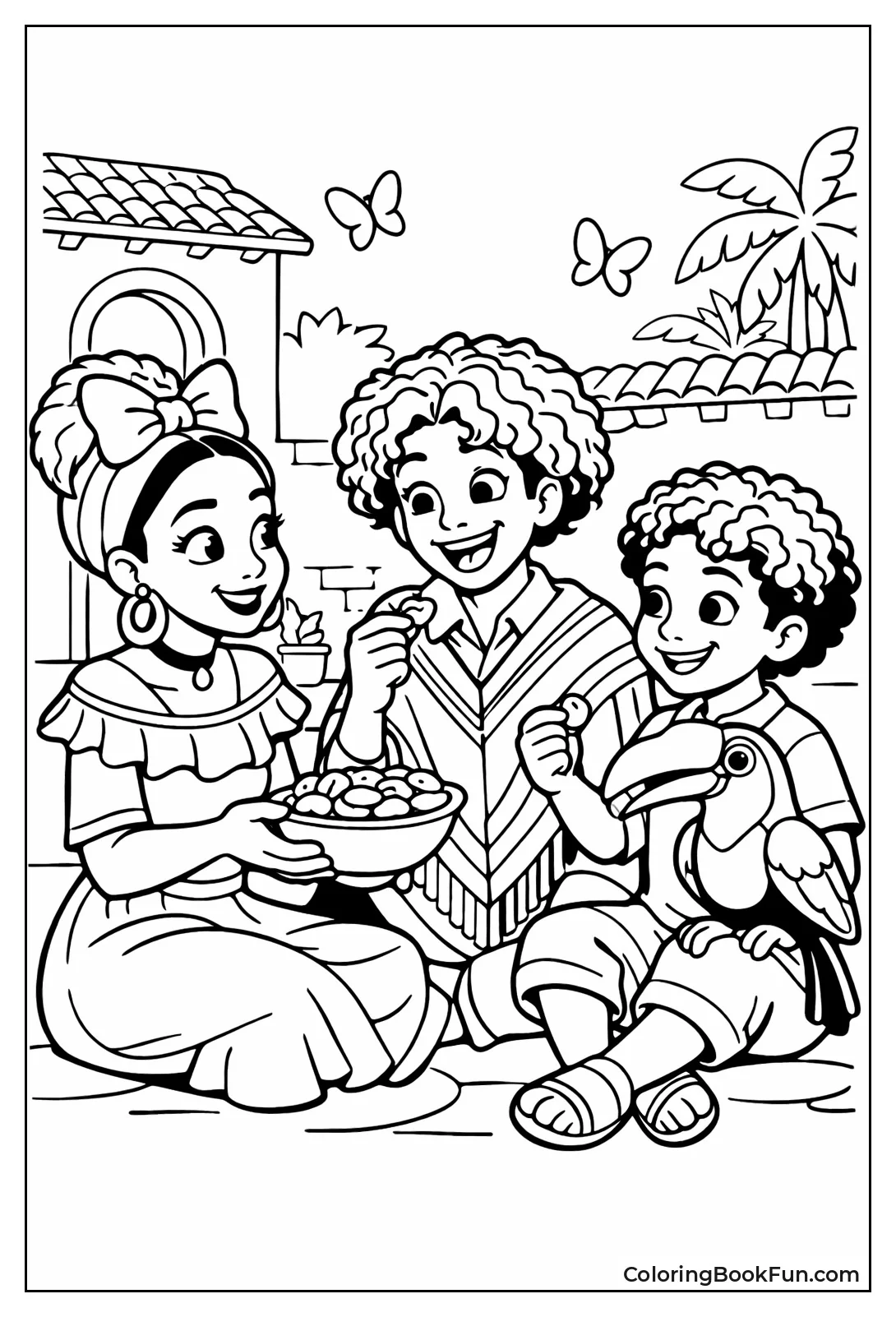 Cousins Share Courtyard Snack