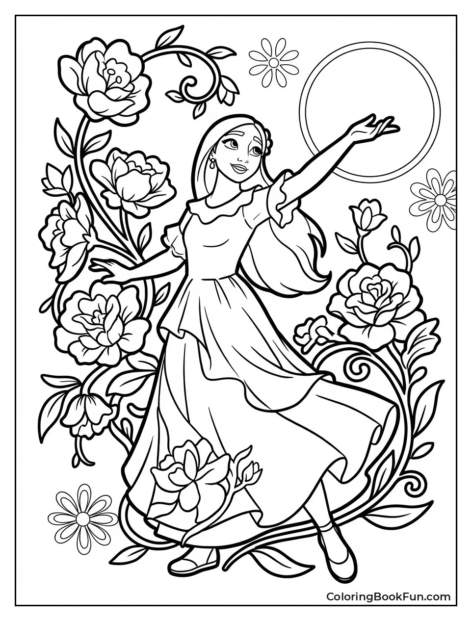 Isabela Poses with Blooming Flowers