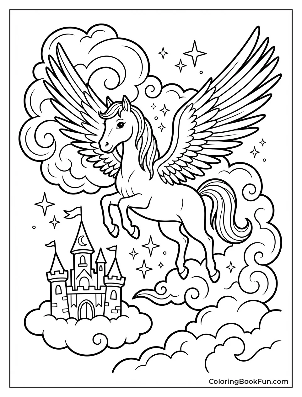 Pegasus Soaring above Clouds