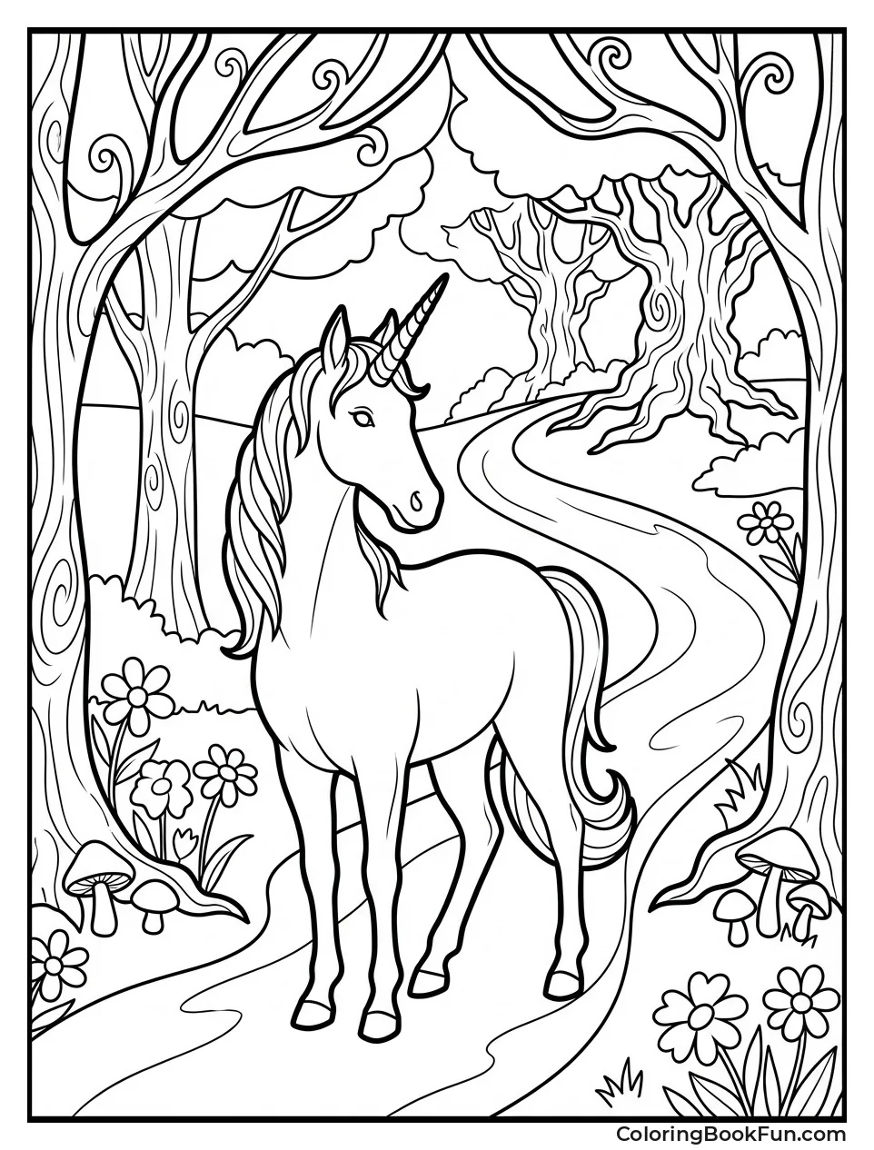 Unicorn in Enchanted Forest