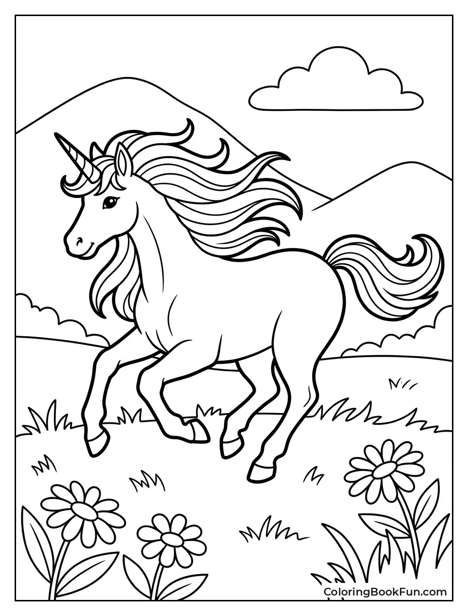 Unicorn Galloping in Meadow