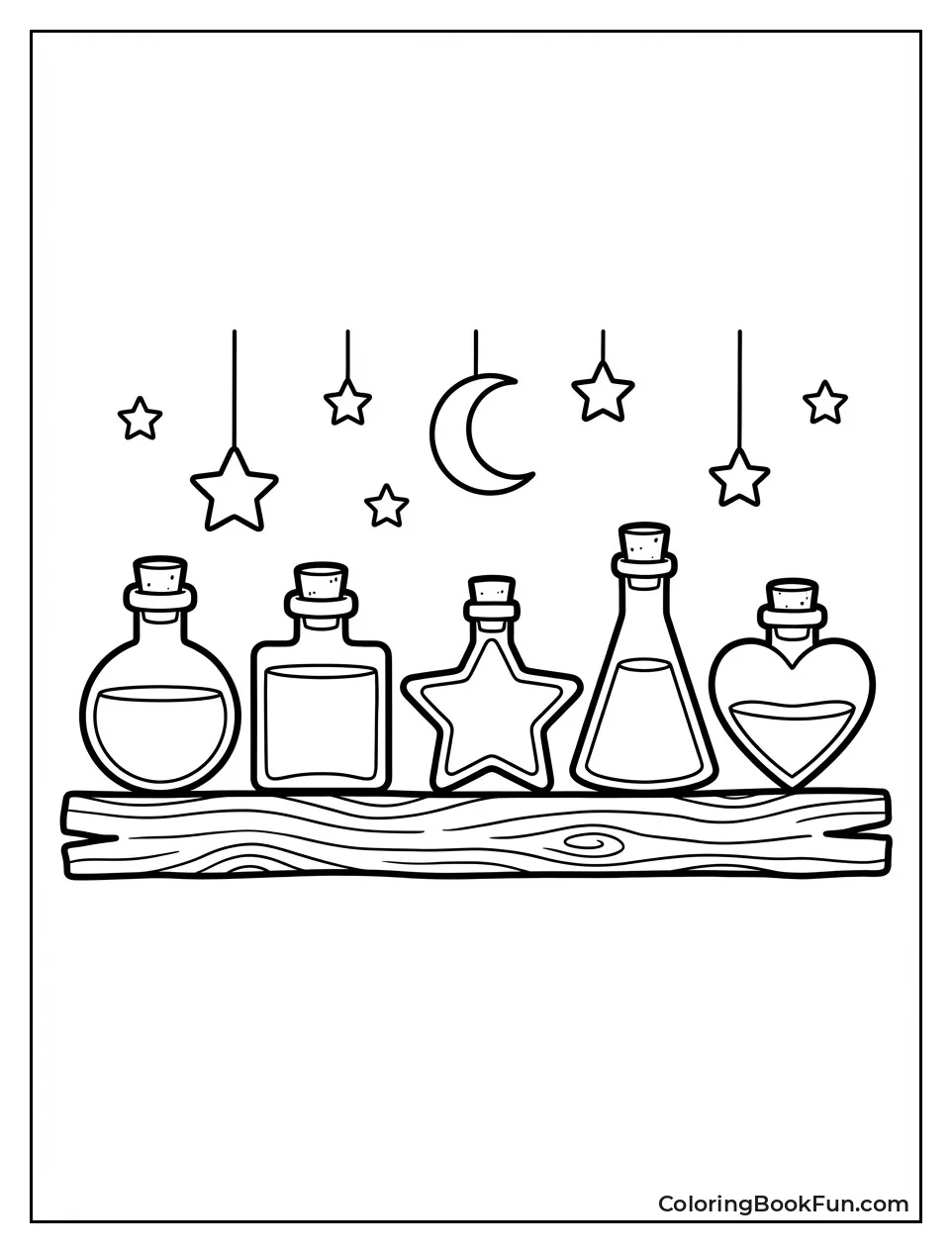 Glowing Potions on Shelf