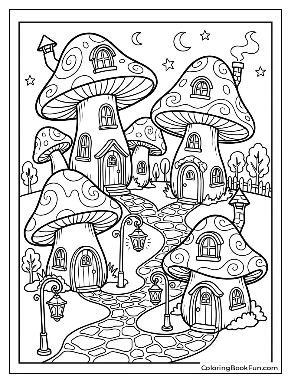 Colorful Mushroom Village