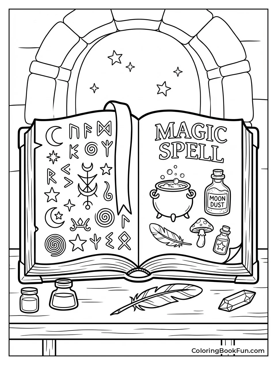 Open Spellbook with Runes