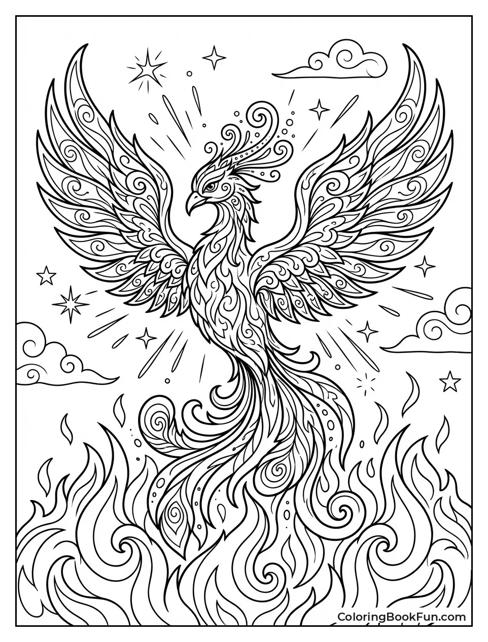 Phoenix Rising from Flames