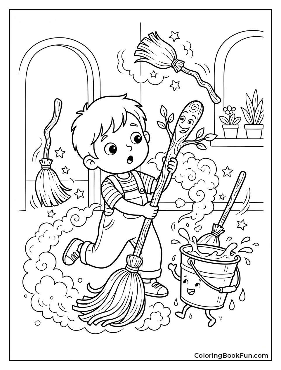 Apprentice Controlling Magic Mop
