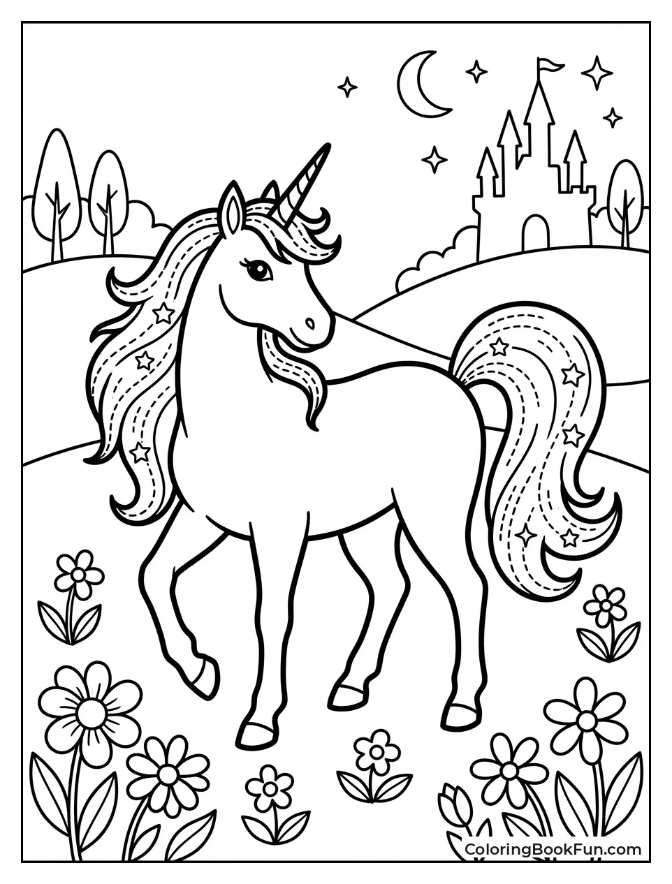 Unicorn in Flower Meadow