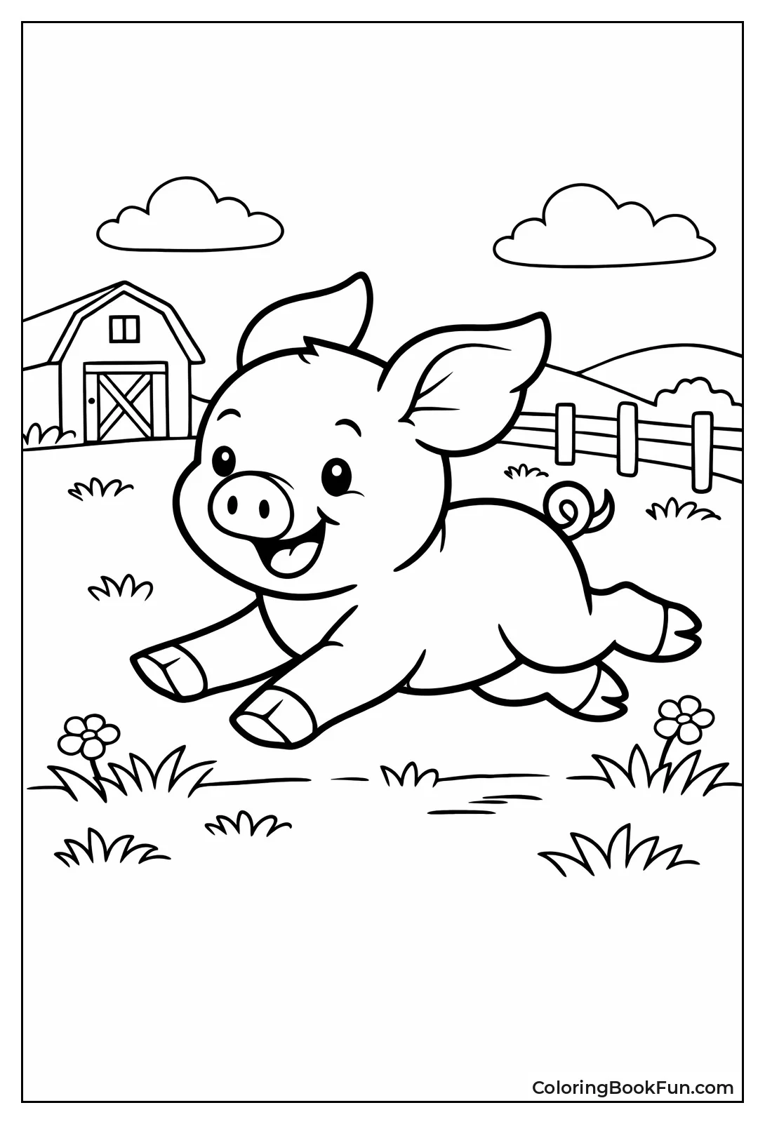 Piglet Running through Grass