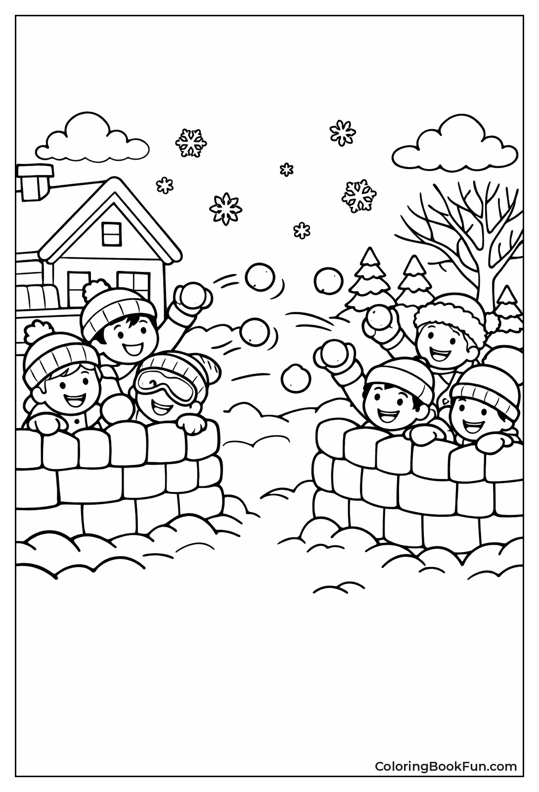 Kids in Snowball Fight