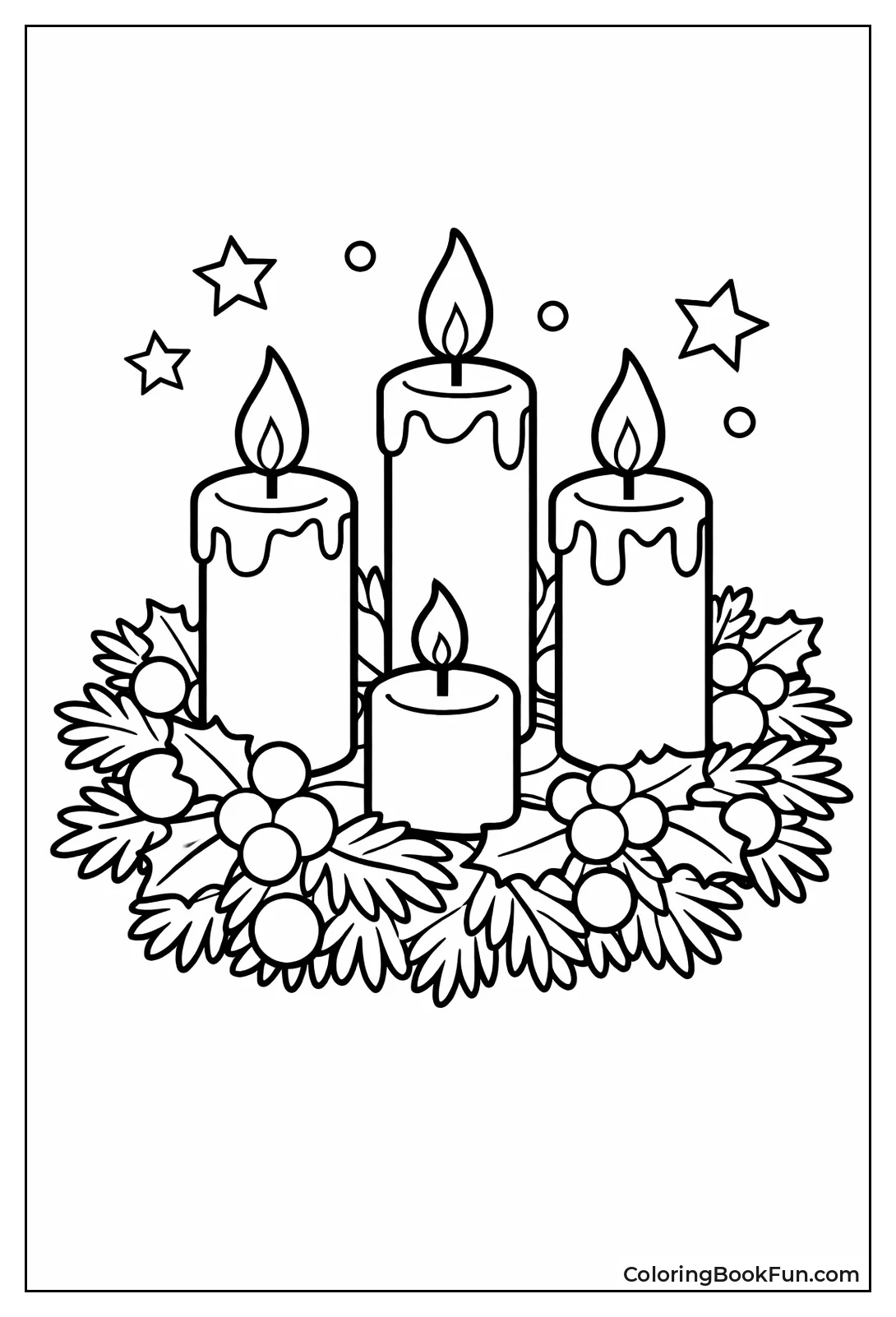 Candles in Evergreen Wreath