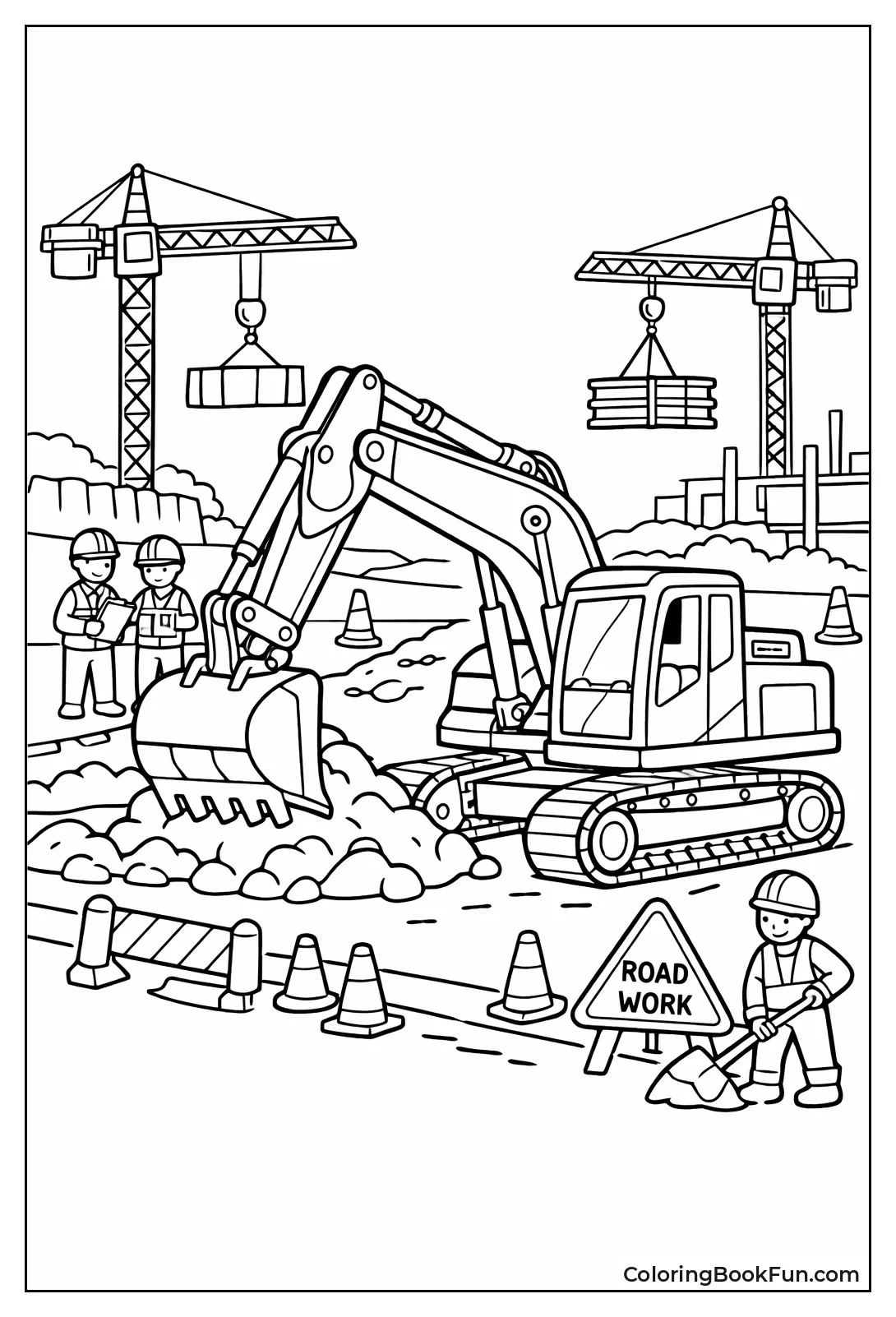 Excavator Working Busy Construction Site