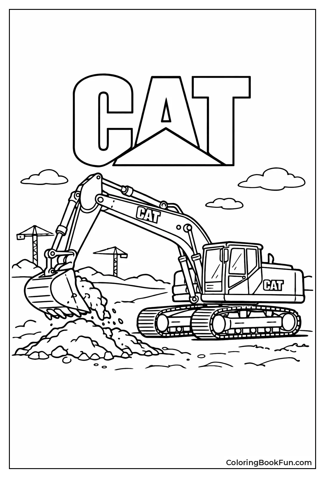 Yellow Caterpillar Digger Scooping Earth