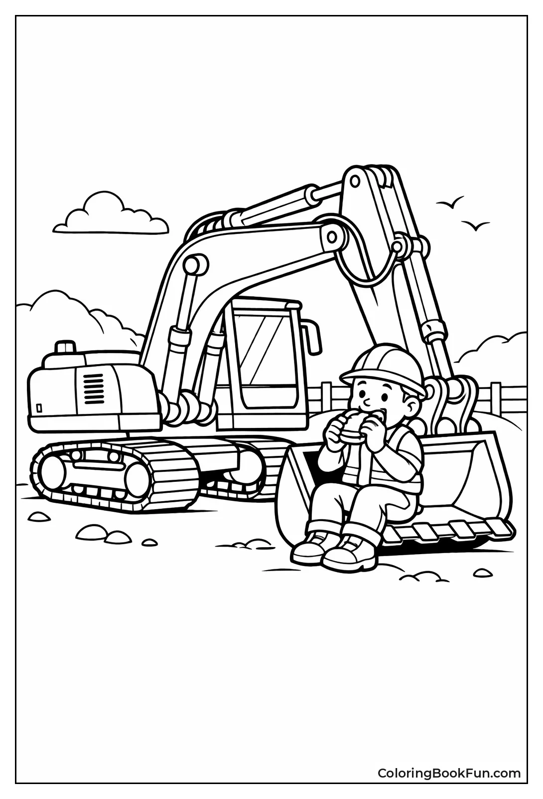 Worker Eating Lunch in Bucket