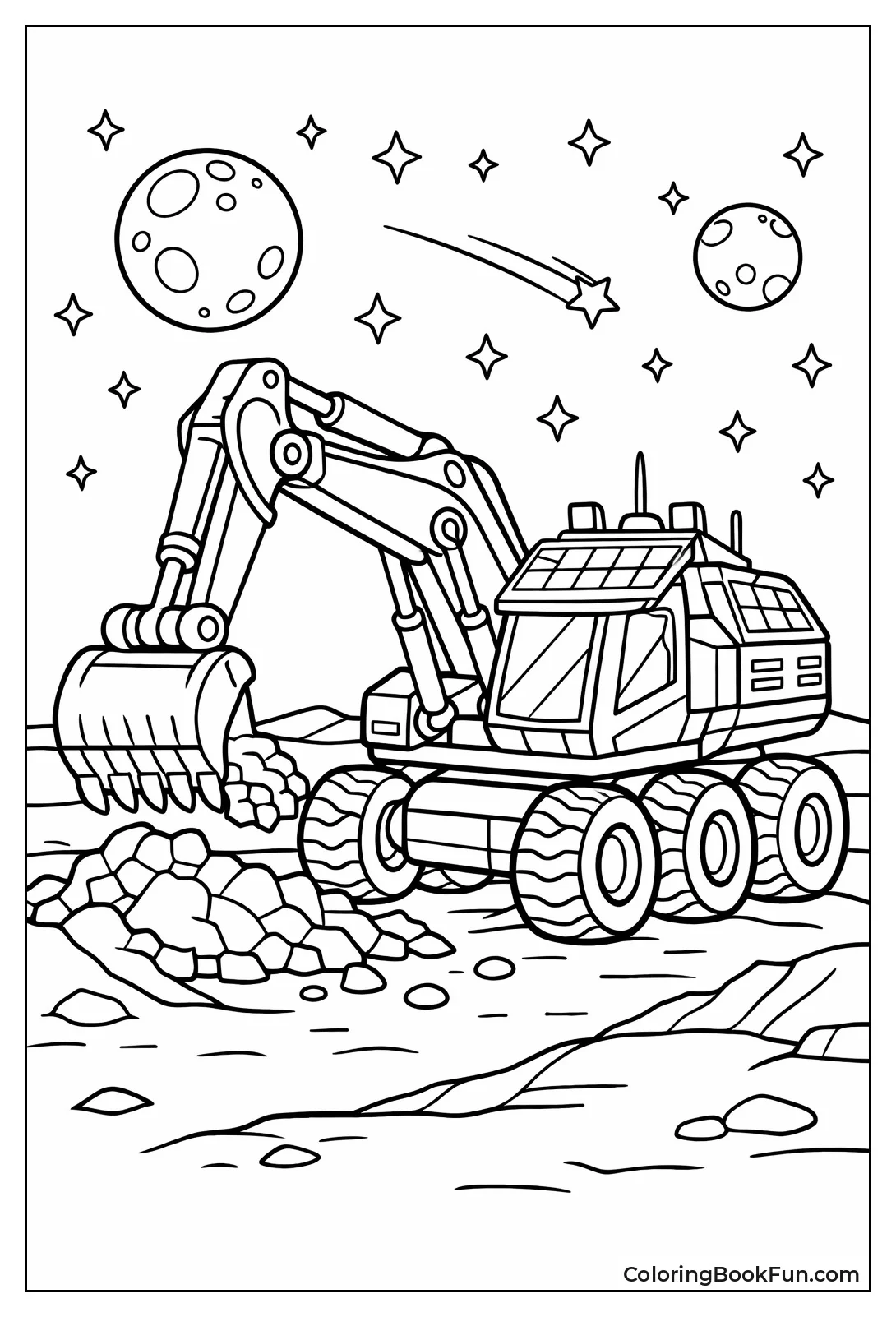 Futuristic Excavator Digging Mars Soil