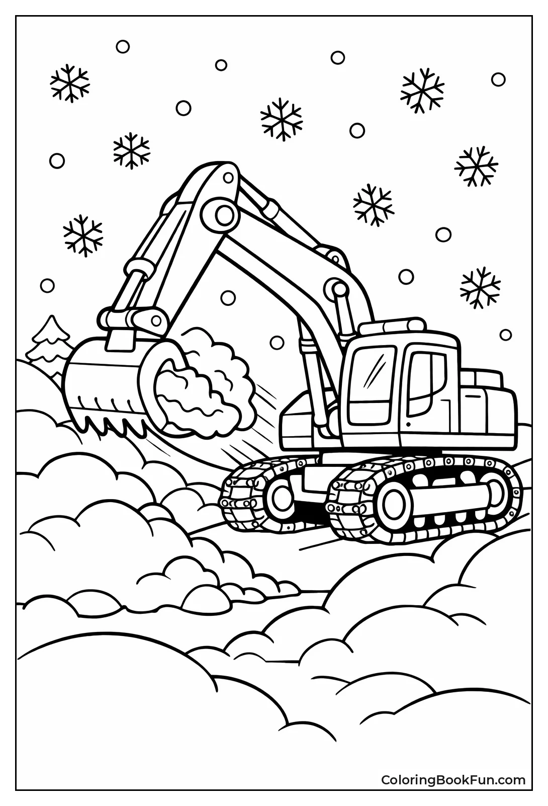 Excavator Clearing Heavy Snow Drifts