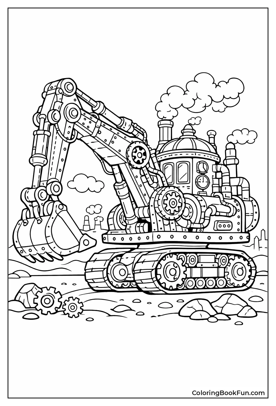Steampunk Excavator with Brass Gears