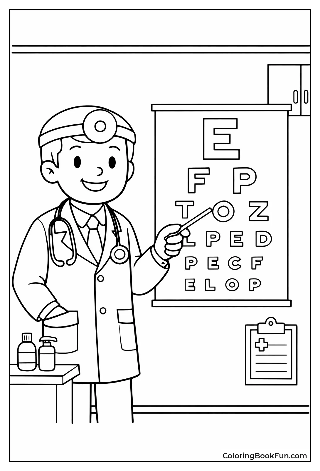 Doctor Pointing Eye Chart