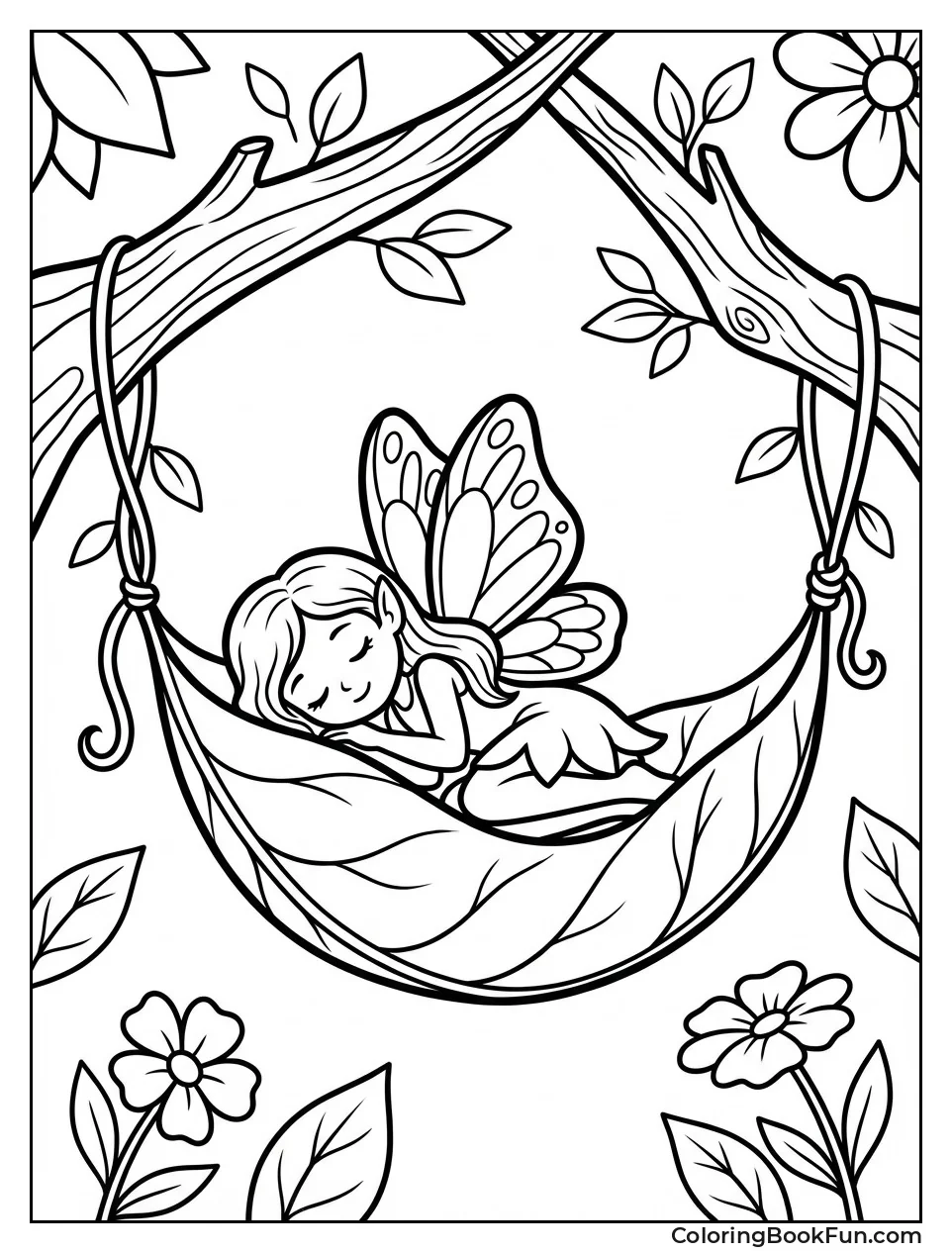 Fairy Sleeping in Leaf Bed