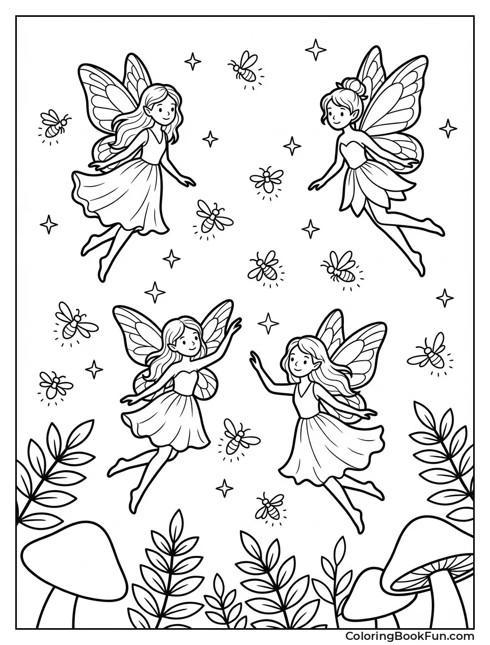 Fairies Dancing with Fireflies