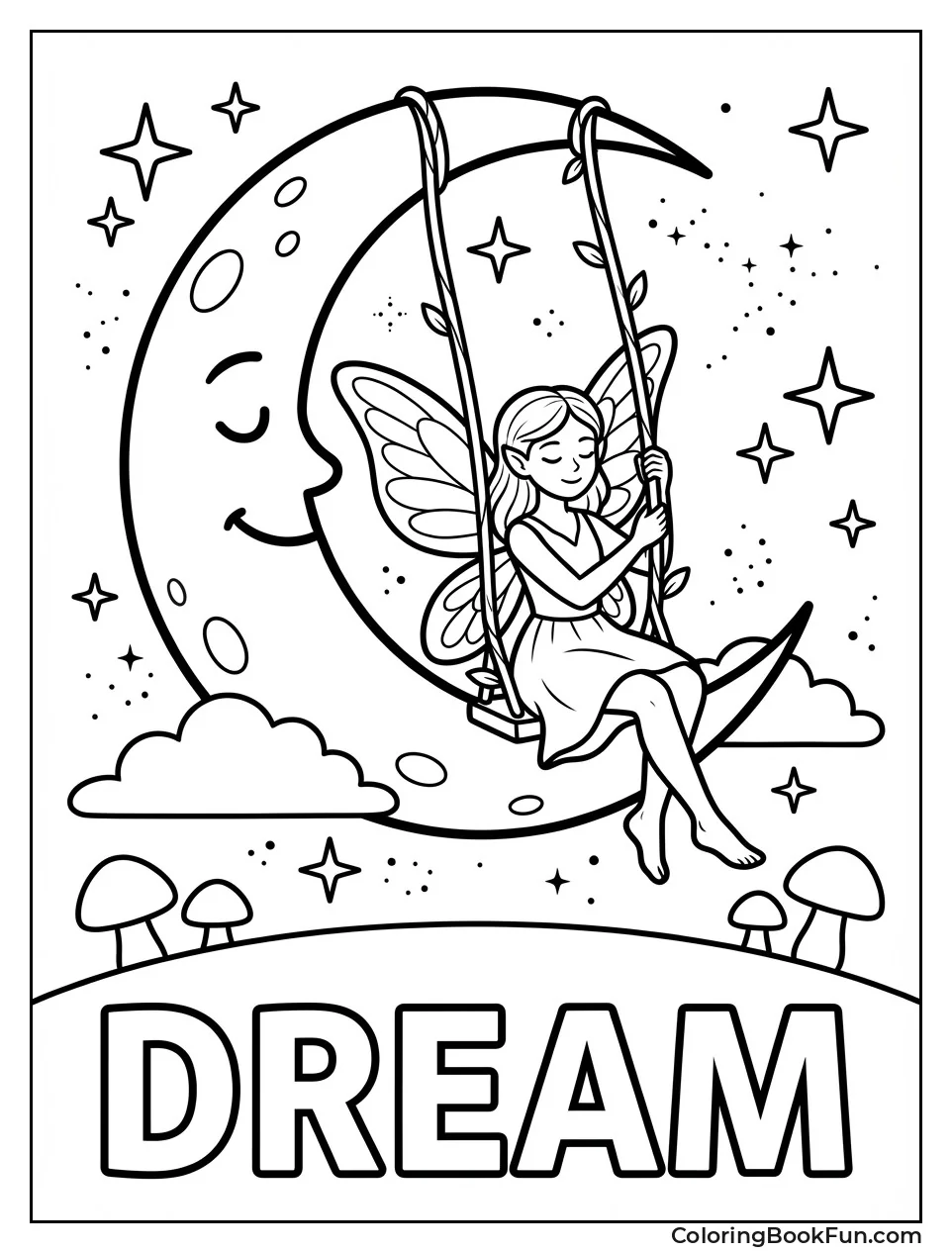 Fairy Swinging from Moon