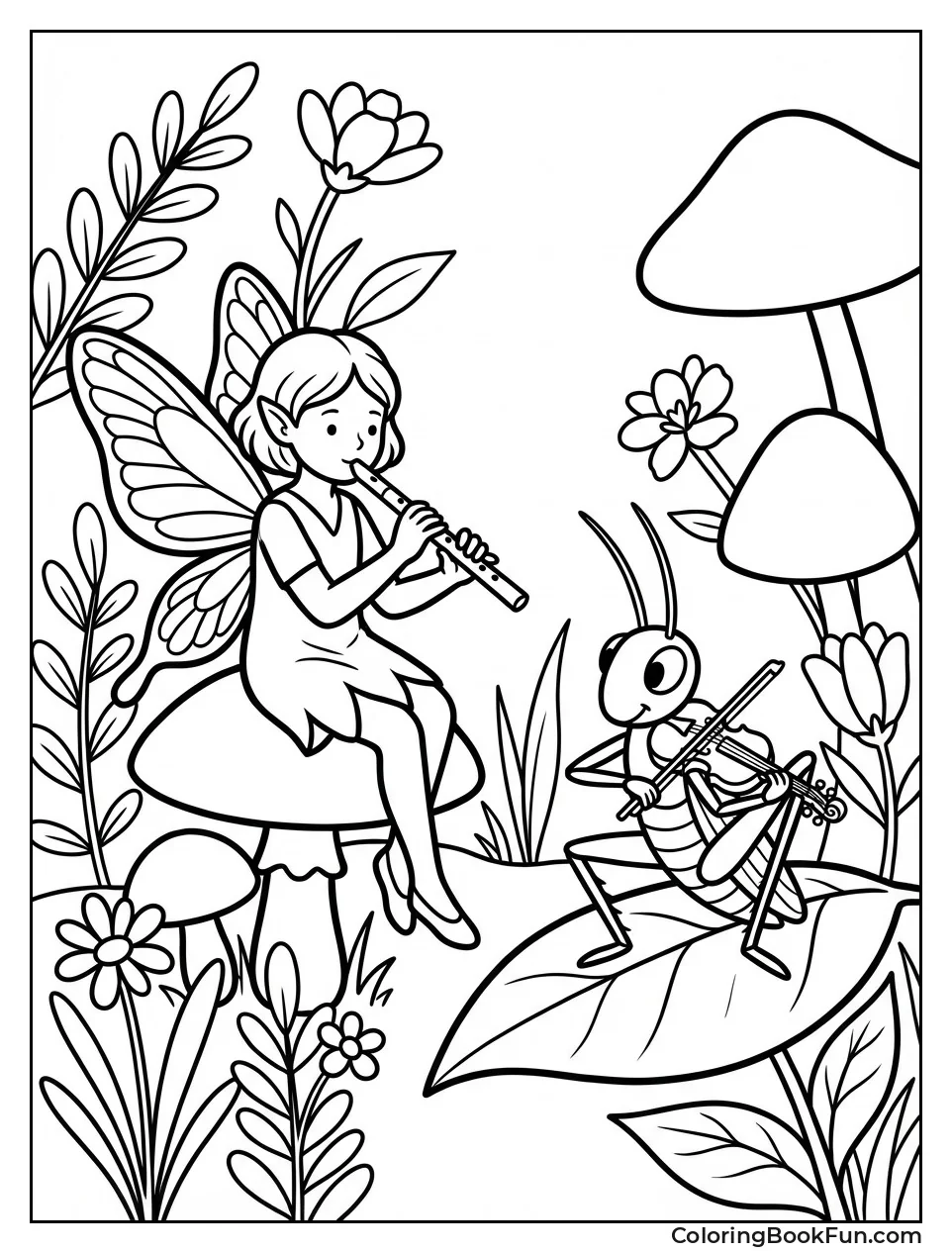 Fairy Playing with Grasshopper