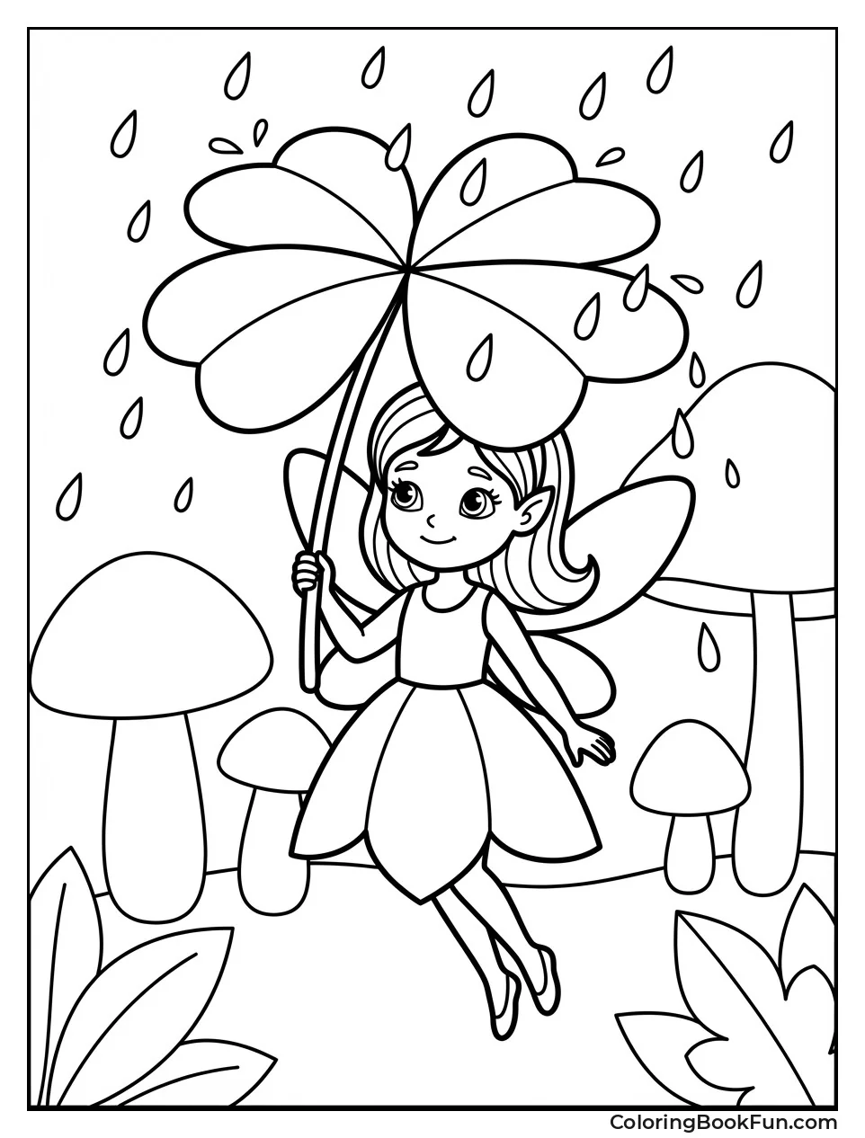 Fairy under Raindrop Umbrella
