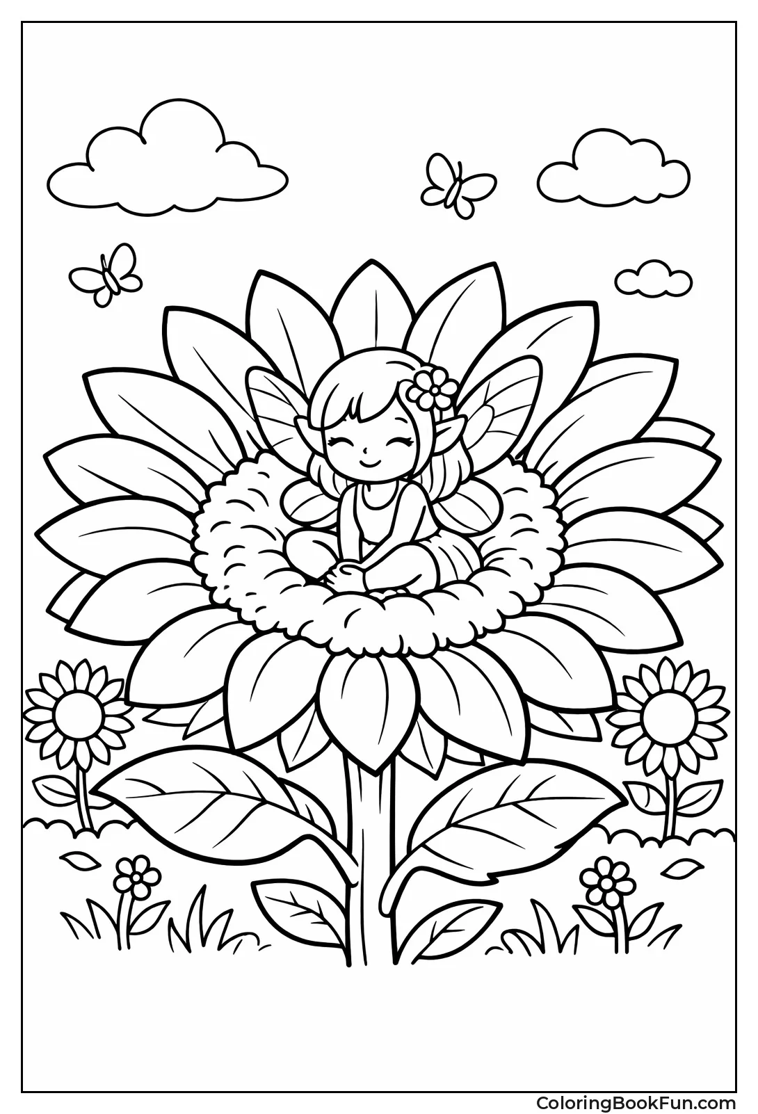 Fairy on Sunflower Throne