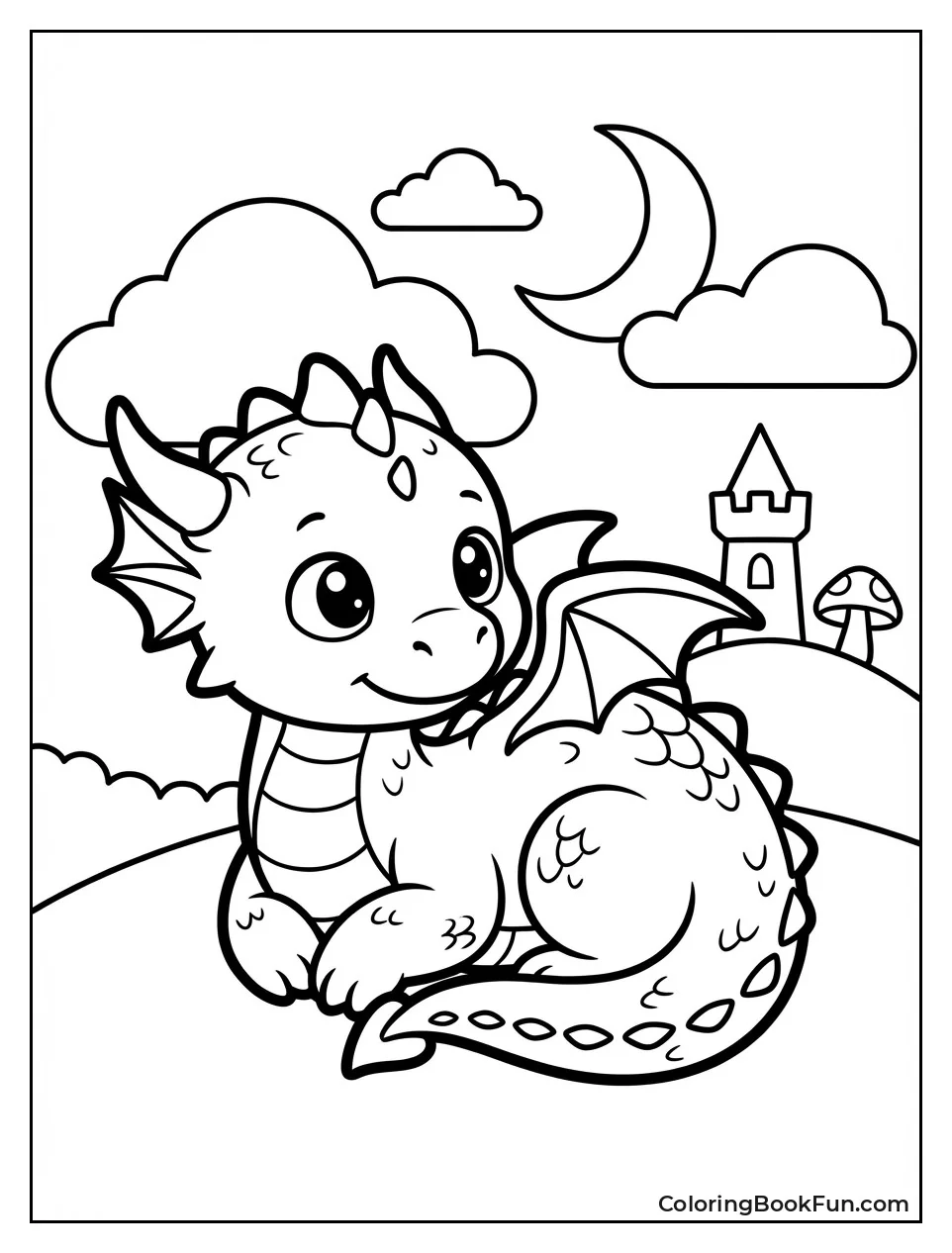 Cute Baby Dragon Curled Up