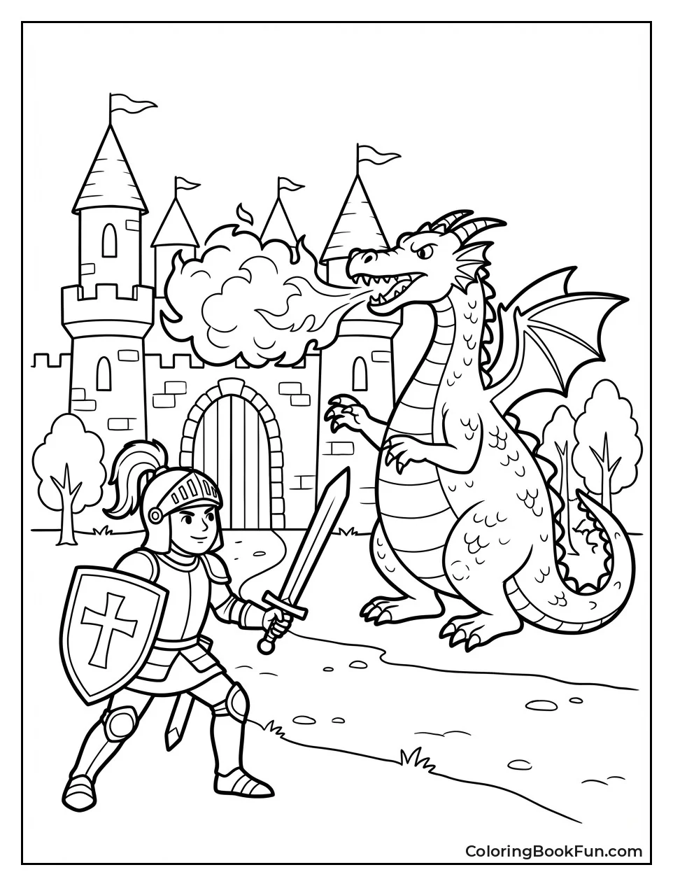 Knight Facing Fire Dragon