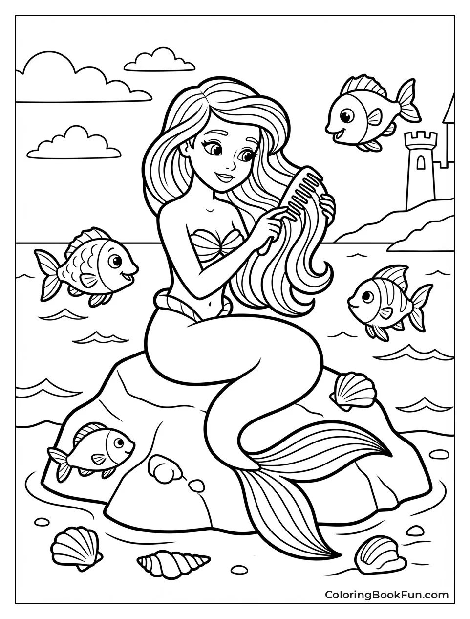Mermaid Combing Long Hair
