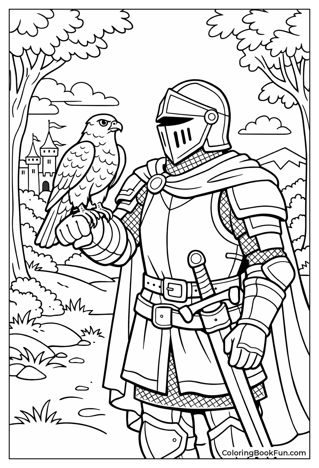 Knight Holds Falcon Arm