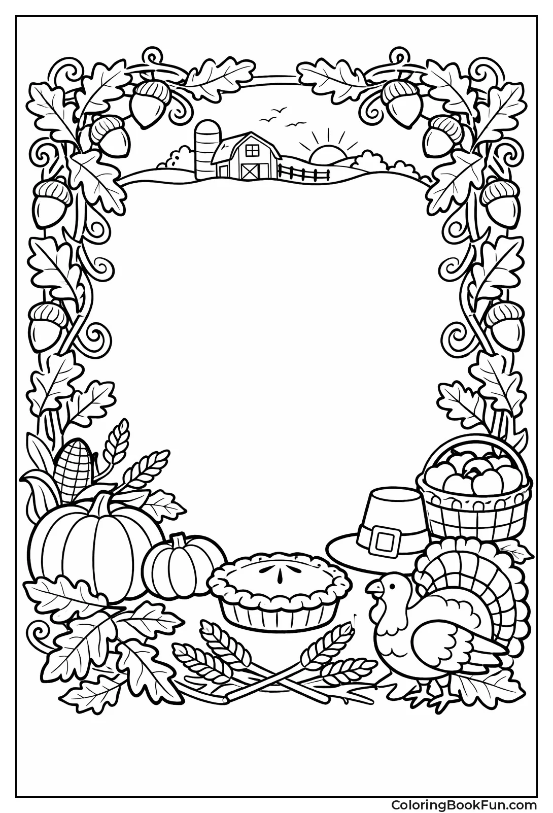 Acorn and Leaf Border