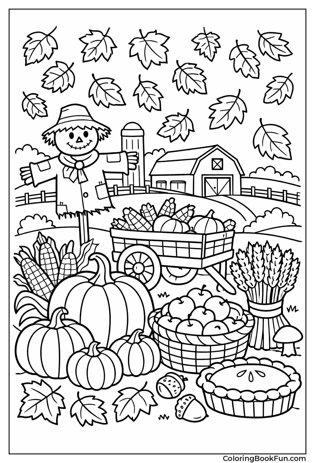 Leaves Pile near Pumpkins