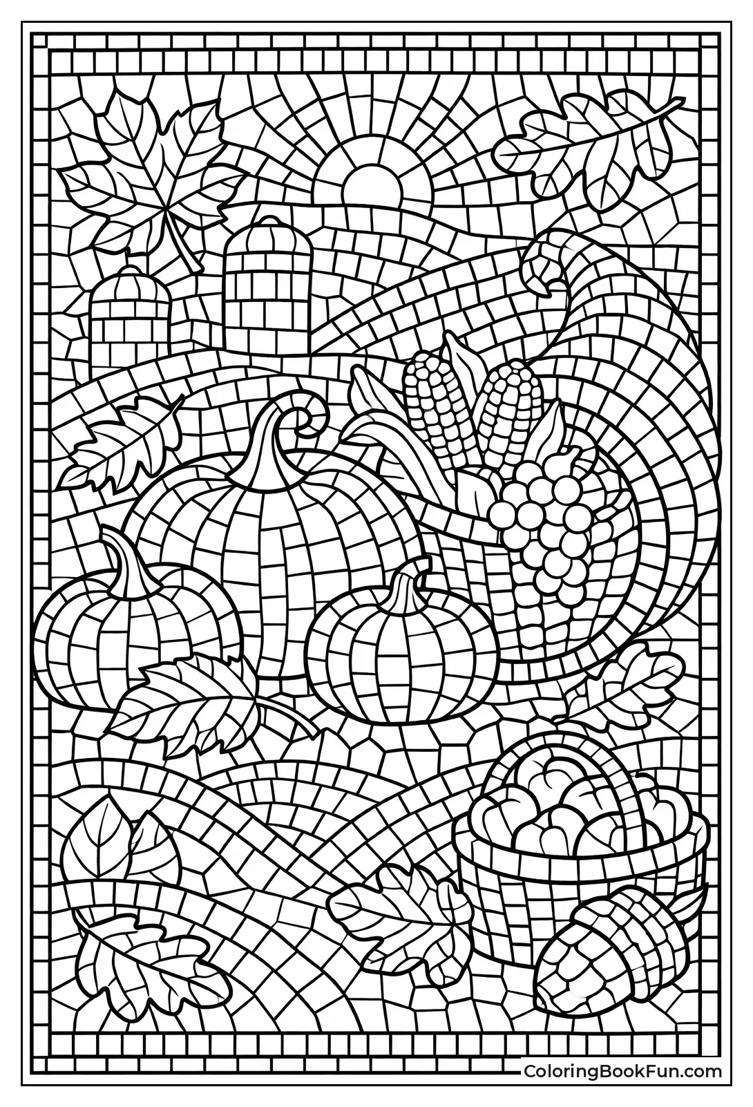 Fall Leaves Pumpkin Mosaic