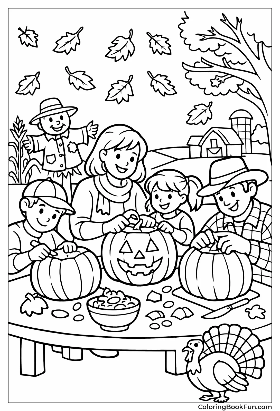 Family Carves Jack-o-Lanterns