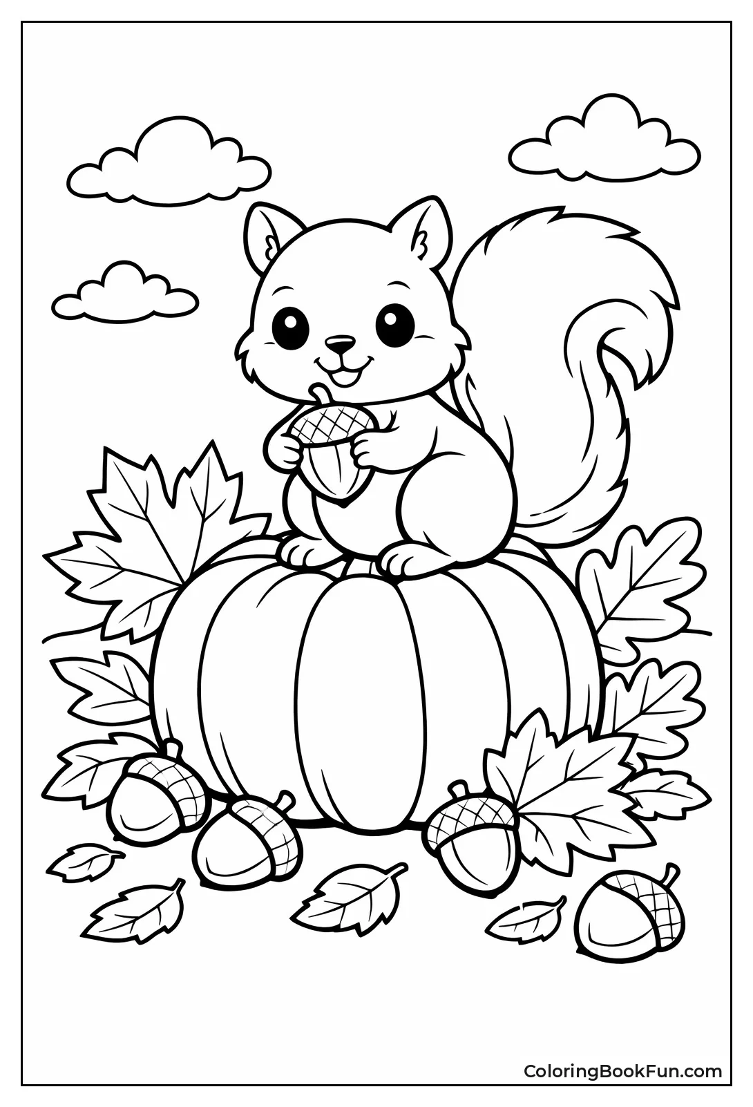 Squirrel Perched on Pumpkin