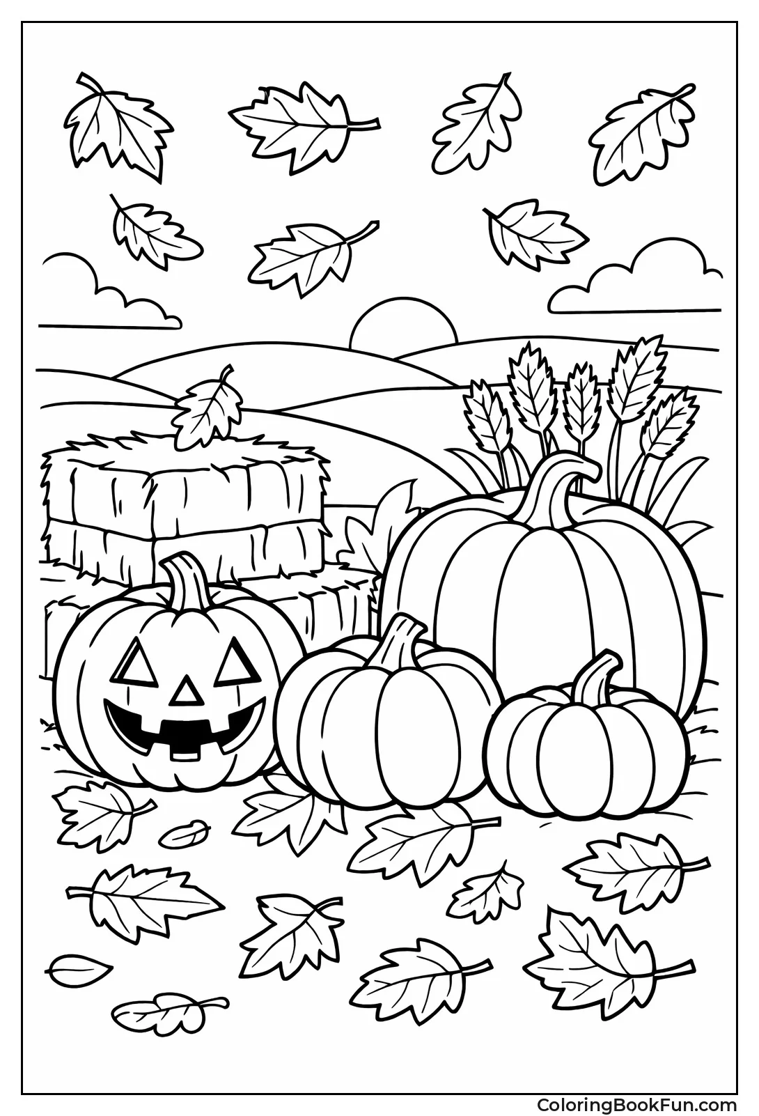 Fall Pumpkins and Leaves