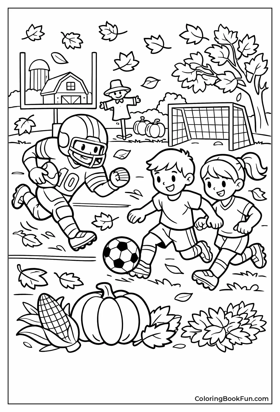 Fall Football amid Autumn Leaves