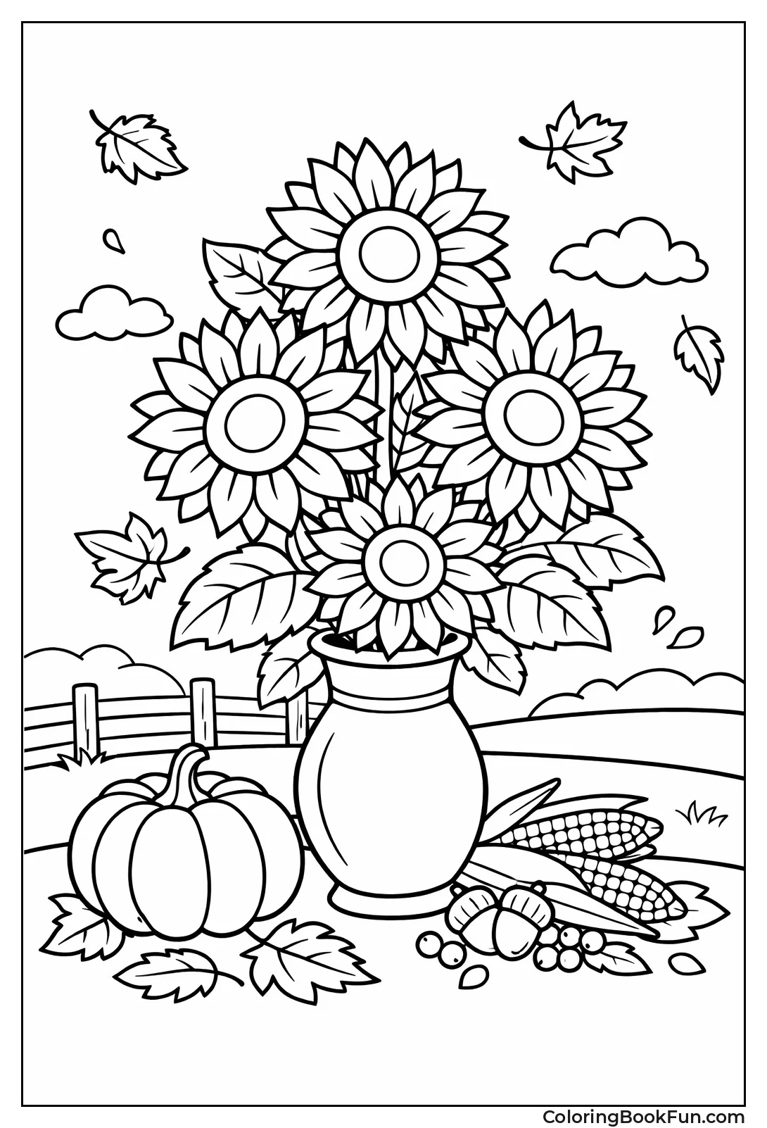 Sunflowers in Tall Vase