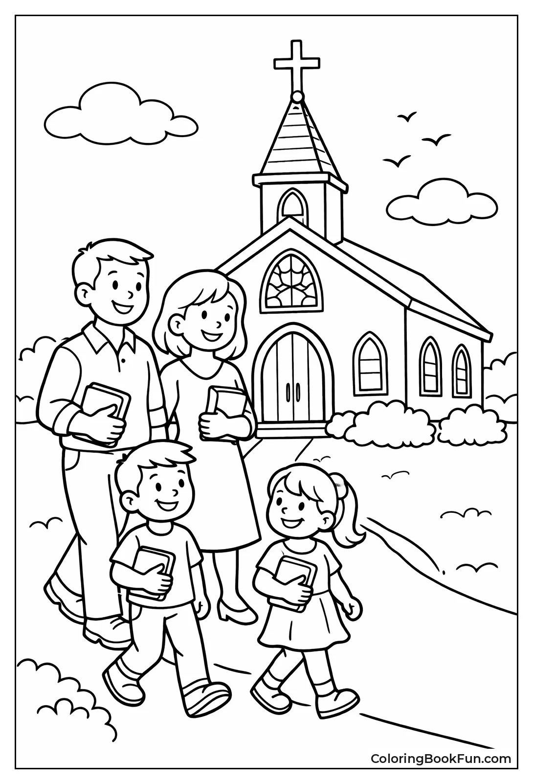 Family Carries Bibles Churchward