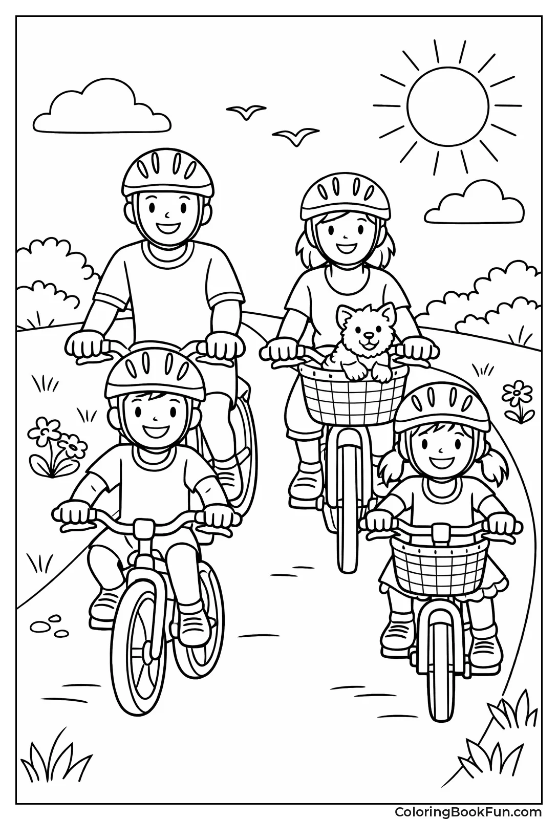 Family Riding Bikes Trail