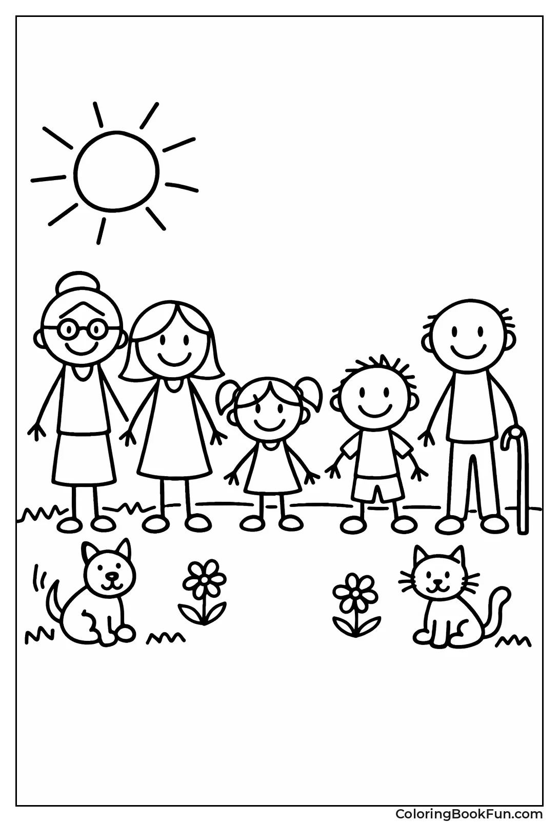 Child's Crayon Family Drawing