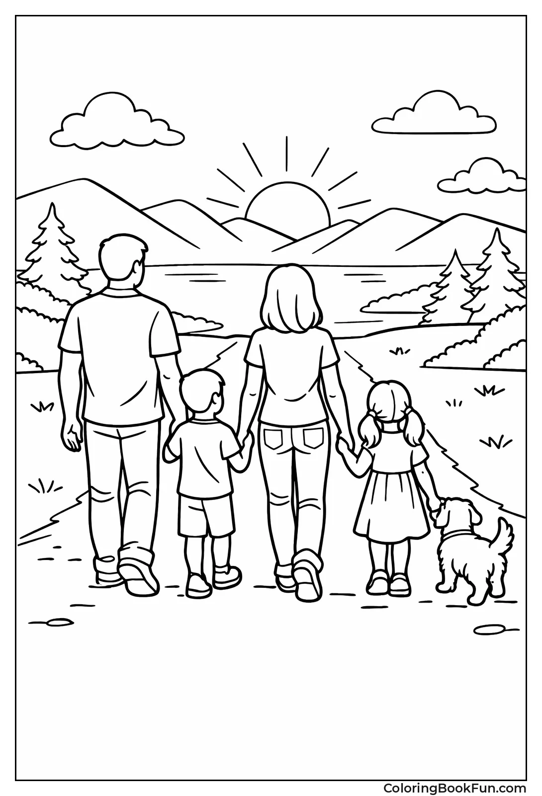 Family Walking Hands Linked