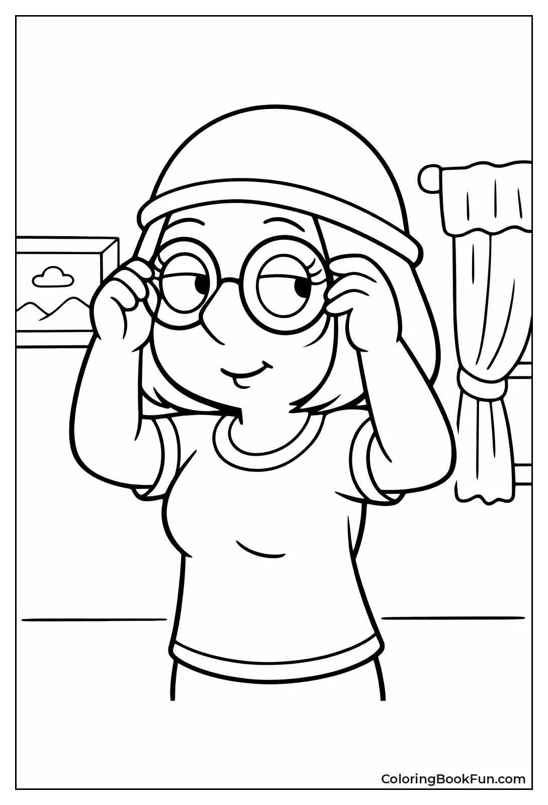 Meg Adjusts her Glasses