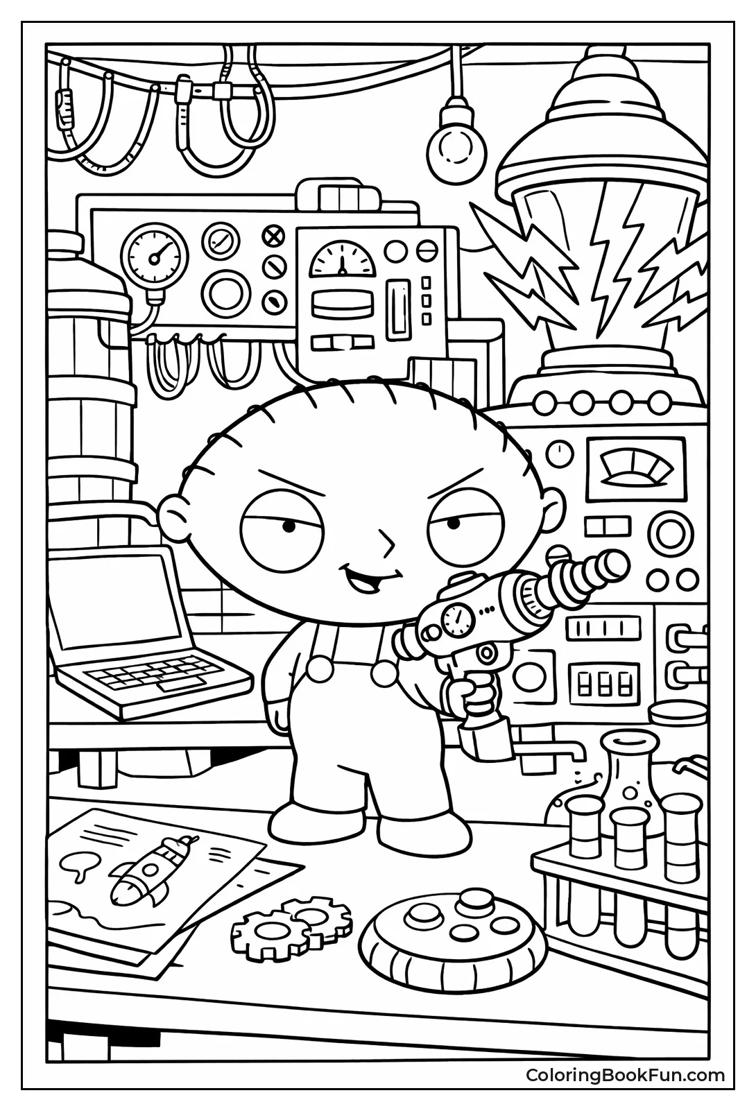 Stewie Builds Lab Gadgets